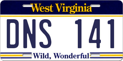WV license plate DNS141