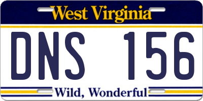 WV license plate DNS156