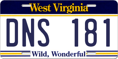 WV license plate DNS181