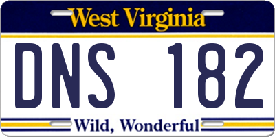 WV license plate DNS182