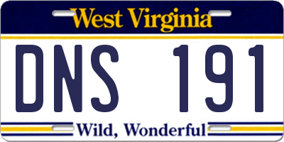 WV license plate DNS191