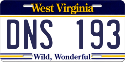 WV license plate DNS193