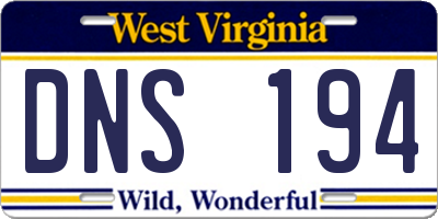 WV license plate DNS194