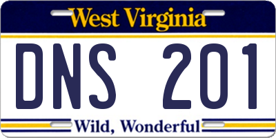 WV license plate DNS201