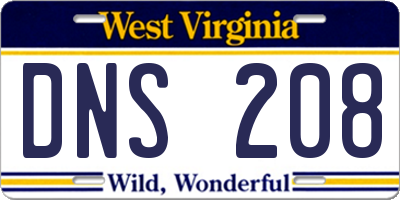 WV license plate DNS208
