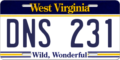 WV license plate DNS231
