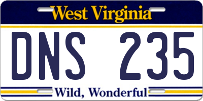 WV license plate DNS235