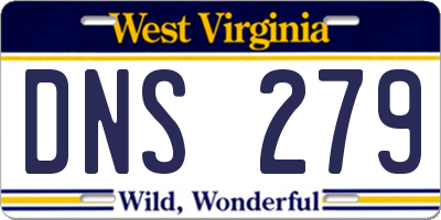 WV license plate DNS279