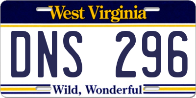 WV license plate DNS296