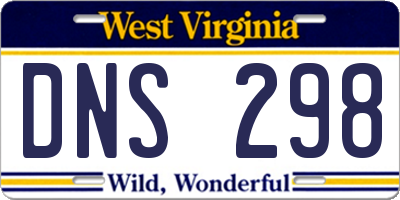 WV license plate DNS298