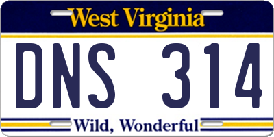 WV license plate DNS314
