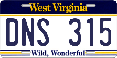 WV license plate DNS315