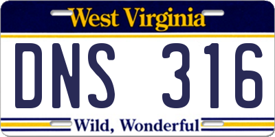 WV license plate DNS316