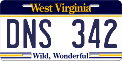 WV license plate DNS342
