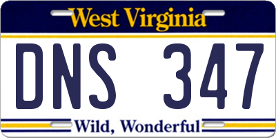 WV license plate DNS347