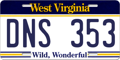WV license plate DNS353