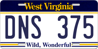 WV license plate DNS375