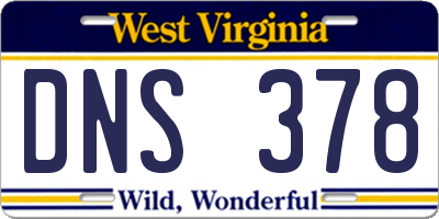 WV license plate DNS378