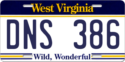WV license plate DNS386