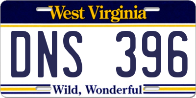 WV license plate DNS396