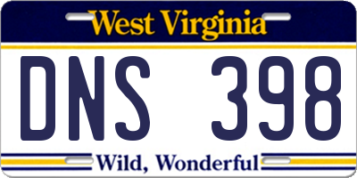 WV license plate DNS398