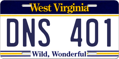 WV license plate DNS401