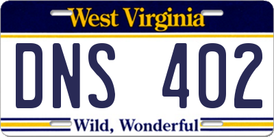 WV license plate DNS402