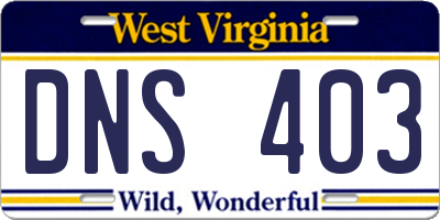 WV license plate DNS403