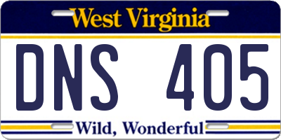 WV license plate DNS405
