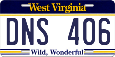 WV license plate DNS406