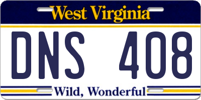 WV license plate DNS408