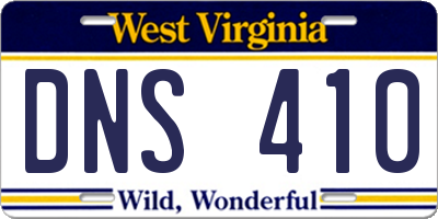 WV license plate DNS410