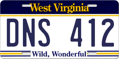 WV license plate DNS412
