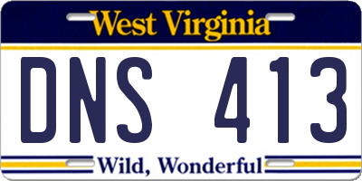 WV license plate DNS413