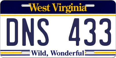 WV license plate DNS433