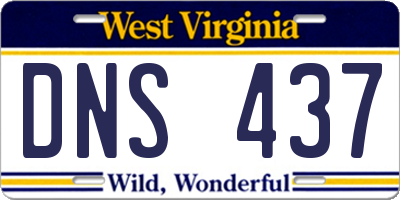 WV license plate DNS437