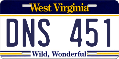 WV license plate DNS451