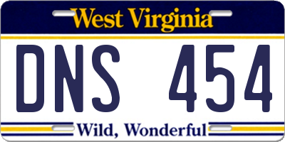 WV license plate DNS454