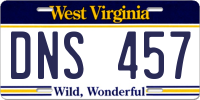 WV license plate DNS457