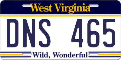 WV license plate DNS465