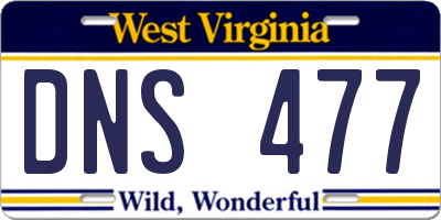 WV license plate DNS477