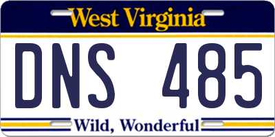 WV license plate DNS485