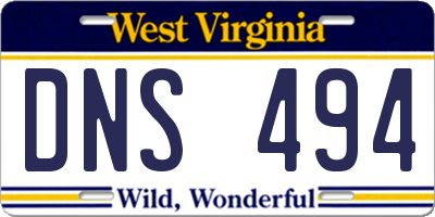 WV license plate DNS494
