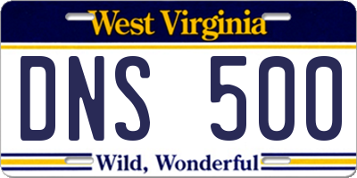 WV license plate DNS500
