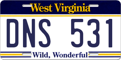 WV license plate DNS531