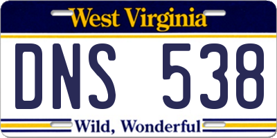 WV license plate DNS538