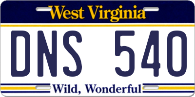 WV license plate DNS540