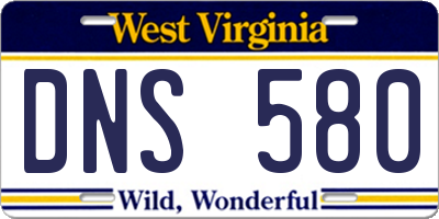 WV license plate DNS580
