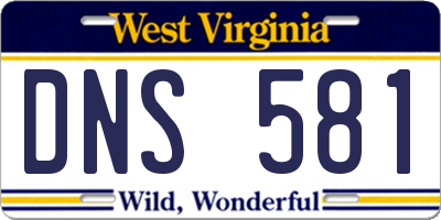 WV license plate DNS581
