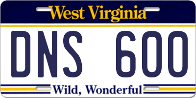 WV license plate DNS600